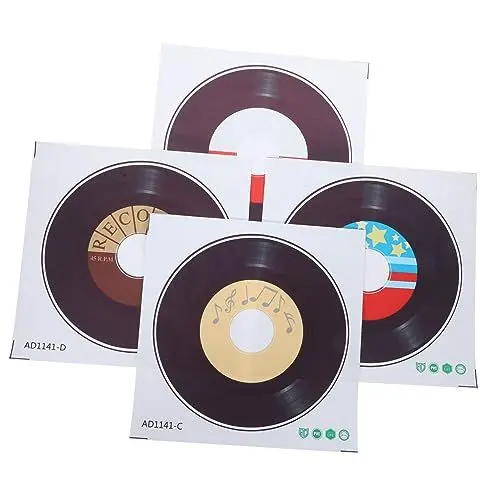 Produktbild: Tofficu 4stücke Vinyl-schallplatten Wandaufkleber Für Wohnzimmer Dekorative Musik Party Deko Wiederverwendbare Wandtattoos Für Rock Und Retro-themenräume