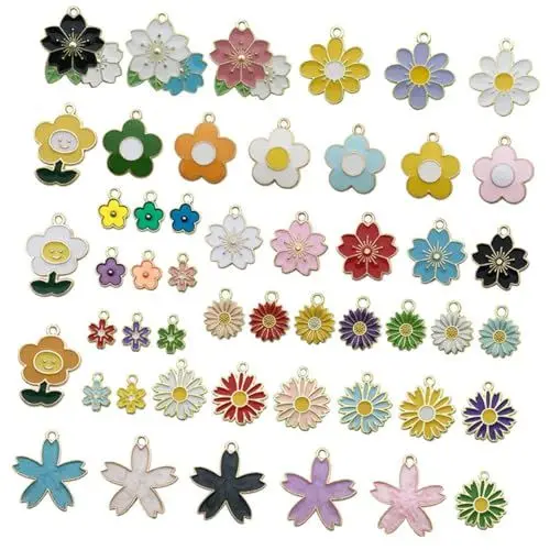 Produktbild: Tofficu 50 Stück Blumenanhänger Schmuckanhänger Charm-armbänder Kirschschmuck Schmuckzubehör Selber Machen Kirschdekor Ohrring-anhänger Retro-dekor Gänseblümchen-charme-anhänger Legierung