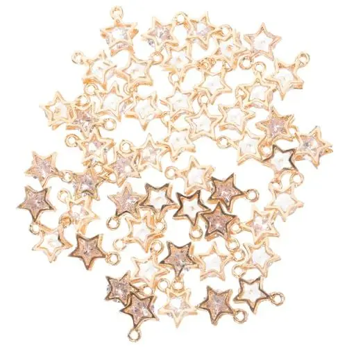 Produktbild: Tofficu 50 Stück Zirkonia-Charm mit Goldrahmen Strass-Schlüsselanhänger Schlüsselkettenarmbänder DIY Schmuckanhänger Zirkonia Schmuckanhänger erstklassiger Schmuckanhänger Ohrring-Anhänger