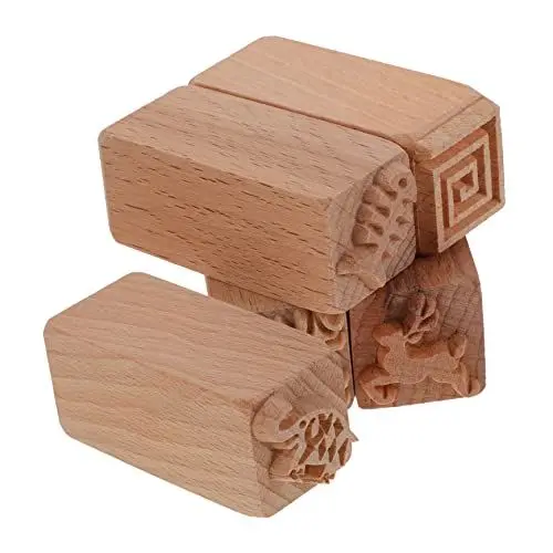 Produktbild: Tofficu 5 Stücke Holz Textur Kuchen Formen Mond Kuchen Stamper Backen Stamper