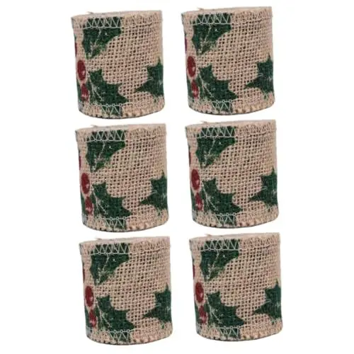 Produktbild: Tofficu 6 Stk Juteband kreativität kreativekraft weihachtsdeko weihnchtsdeko natürliches hessisches Bastelband aus Stoff Ripsband Sackleinenband Weihnachtsband Krawatte Schleife Kranz