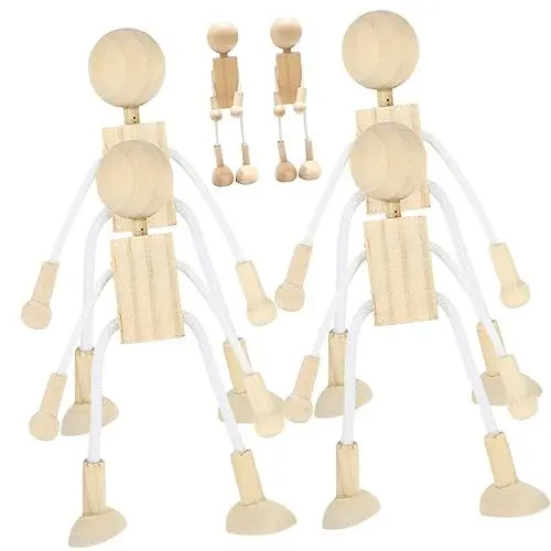Produktbild: Tofficu 6st Cartoon-spielzeug Aus Holz Puppen Selber Machen Leere Stiftpuppe Diy-malerei-roboterfiguren Diy Liefert Steckpuppen Unvollendet Unvollendete Peg-puppen Diy-malroboter Baumwolle