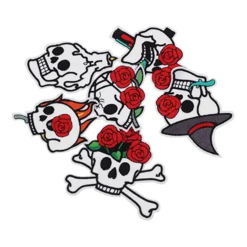 Produktbild: Tofficu 6st Halloween-kostümzubehör Hutflecken Gotische Aufnäher Punk-patches Halloween-aufnäher Zum Aufnähen Gestickter Halloween-patch Skelett-patches Mantelflicken Stich-patch Stickgarn