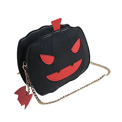 Produktbild: Tofficu Halloween-Geldbörse Kürbis-Geldbörse Halloween-Umhängetasche Umhängetasche Halloween-Umhängetasche Aus Pu-Leder (schwarz)