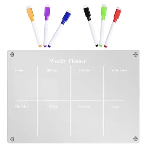 Produktbild: Tofficu Magnetische Trockenlöschtafel für Den Kühlschrank Wöchentlicher Essensplaner 7-teiliges Set mit Magnetischen Whiteboard-bleistiften
