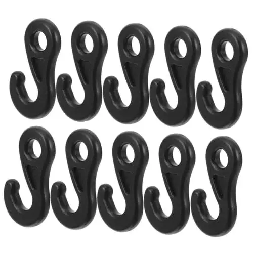 Produktbild: TOGEVAL 10St Camping zubehör zeltspanner Camping hochstuhl zubehör für zelte Zeltzubehör Heringe praktische Zelthaken Zeltfeste Outdoor-Haken Wanderzelthaken pom Kunststoff Black