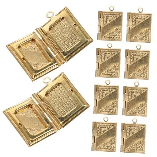 Produktbild: TOGEVAL 10stücke Teiliges Buch-locket- Kupfer Rechteckige Form Einzigartiger Charme Für Schmuckherstellung Für Fotos Von Familie Und Freunden Für Unvergessliche Erinnerungen