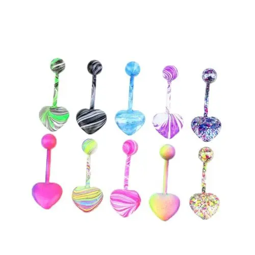 Produktbild: TOGEVAL 10st Schnalle Bauchnabel Schwangerschaft Baumeln Ring Körper Piercing Bauchnabel Schmuck Bauchnabelpiercings Nabelringe Für Mädchen Ring Bauchnabel Diamant-bauchnabelringe