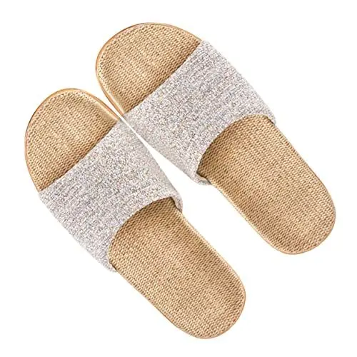 Produktbild: TOGEVAL 1 Paar Lässige Flachspantoffeln Hausschuhe Rutschfeste Plateauschuhe Für Zu Hause Flache Sandalen Beige