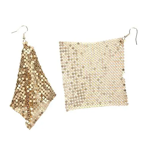 Produktbild: TOGEVAL 1 Paar Pailletten Geometrische Ohrringe Paillettenohrringe Für Frauen Mädchen Ohrringe Fransenohrringe Für Frauen Ohrringe Für Mädchen Quastenohrringe Für Damen Golden Legierung