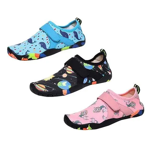 Produktbild: TOGEVAL 1 Paar Schnorchelschuhe schnell trocknende Wasserschuhe Barfuß-Wasserschuhe Wasserschuhe für Jungen Poolsocken Wasserhaut barfuß Sportschuhe Schwimmschuhe Kinder Strandschuhe Rosa