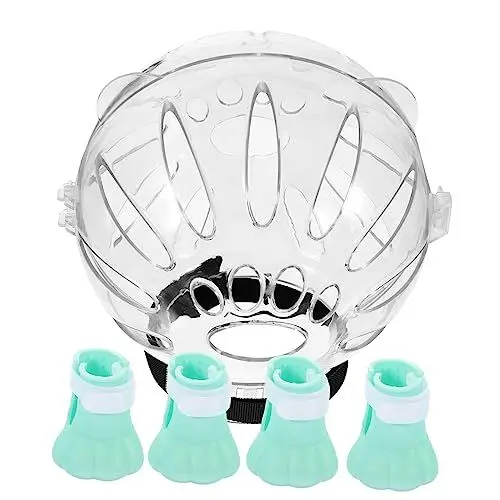 Produktbild: TOGEVAL 1 Satz Helm Für Hunde Nach Operationen Kätzchenhaubenbezug Dekorative Katzenhaube Atmungsaktiver Katzenhelm Chirurgischer Helm Für Katzen Klare Katzenhaube Anti-Biss-Helm Kieselgel
