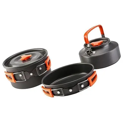 Produktbild: TOGEVAL Outdoor Kochgeschirr Camping Kochtopf Aus Aluminiumlegierung Leicht Tragbar Für Personen Herd Wasserkocher