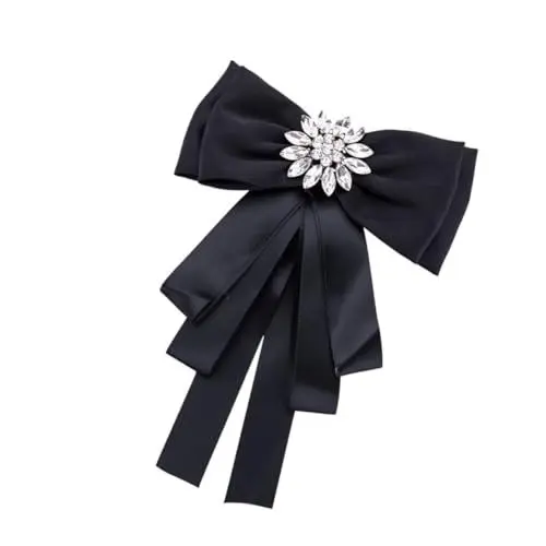 Produktbild: TOGEVAL 1stk Kreative Brosche Rosa Krawatten Hemd Krawatte Perlenschleifenbrosche Schleife Am Hals Designer-brosche Brosche Krawatte Formelle Brosche Einheitliche Schleifenkrawatte Black