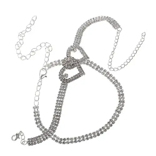 Produktbild: TOGEVAL 2St Strand Fußkettchen Armband Herzförmige Fußkettchen Silberne Fußkettchen Armband golden Fußkettchen für Damen Sommer Fußkettchen Herz-Knöchelarmband Strasssteine Silver