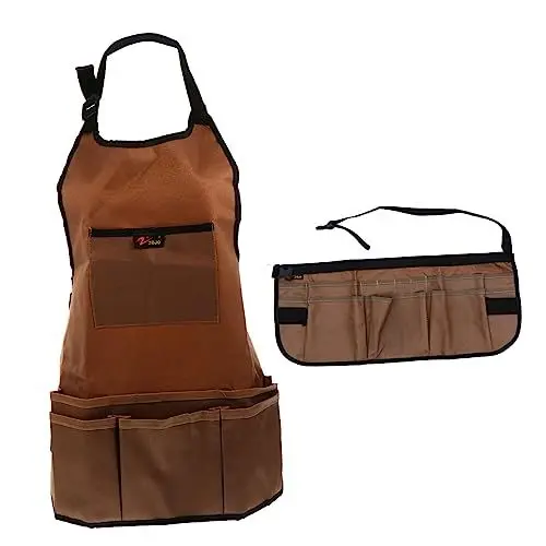 Produktbild: TOGEVAL 2 Stück Premium Gartenschürze Aus Oxford Stoff Robuste Und Strapazierfähige Arbeitsschürze Für Gartenarbeit Verstellbare Schürze Mit Taschen Grün