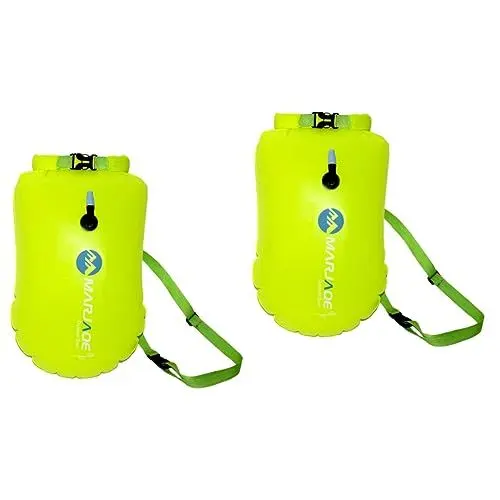 Produktbild: TOGEVAL 2st Aufblasbare Tasche Für Rafting Bojenschwimmen Trockenbeutel Für Feinwäsche Schwimmende Tasche Schleppen Badeschuhe Aufblasbare Schwimmsäcke Schwimmende Schleppbojen Yellow