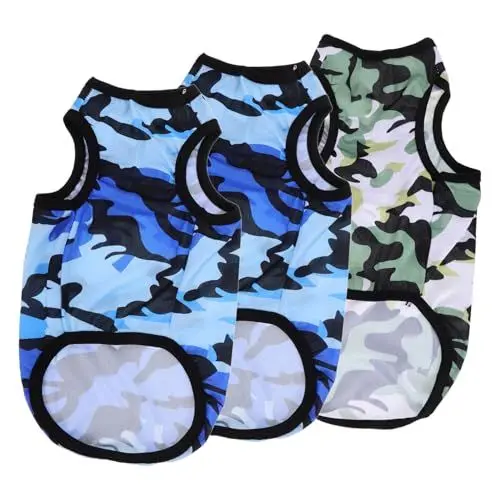 Produktbild: TOGEVAL 3st Haustierweste Camo-Shirt Camouflage-Jacke Für Jungen Hundeweste Kleines Hundeshirt Haustierhemden Hundebox-Matte, Hundekleider Für Kleine Hunde Tarnung Kleiner Hund Polyester