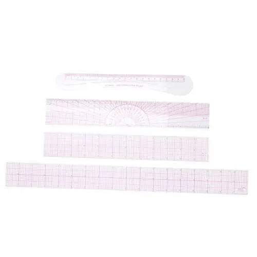 Produktbild: TOGEVAL 4-Teiliges Set Schneidelineal Quiltzubehör Nählineal französisches kurvenlineal Muster Lineal Französische Lineale zum Nähen maßkrug messband werkzeug Plastiklineal Nähzubehör Rosa