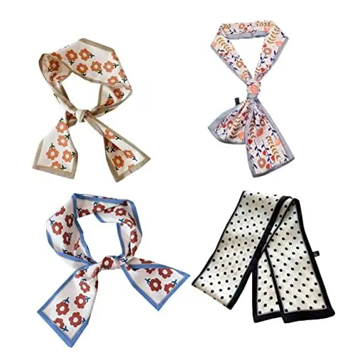Produktbild: TOGEVAL Schickes 4er-pack Haarschal Halstuch Wickeltuch Pferdeschwanzhalter Modische Schleifen-stirnbänder Für Damen Und Mädchen
