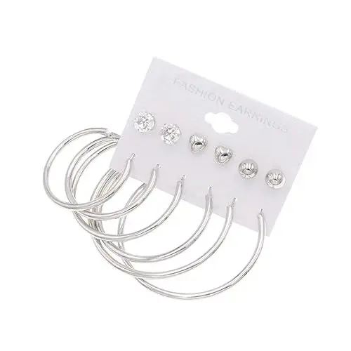Produktbild: TOGEVAL 6 Paar Set Ohrschmuck Für Frauen Silberne Ohrhänger Schmuck-kits Schmuckset Kettenohrringe Diamant-ohrringe Trendige Ohrringe Quastenohrringe Silberne Ohrringe Diamant-ohrstecker
