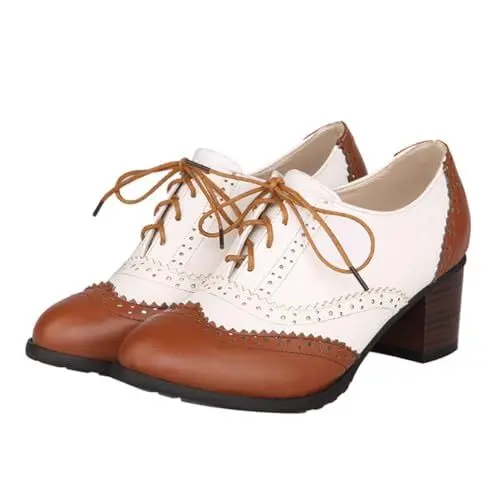 Produktbild: TOGEVAL Damen Schuhe mit Klobigem Absatz Pumps für Business Party Freizeit Atmungsaktive High Heels Schnürschuhe mit Tiefem