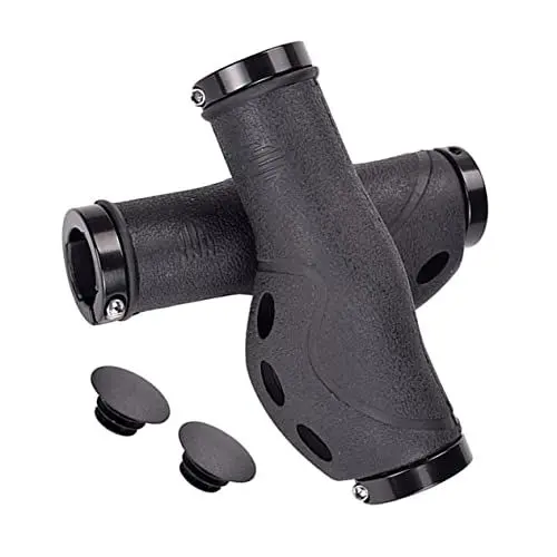 Produktbild: TOGEVAL Ergonomische Anti Gummi Fahrradlenkergriffe Fahrradgriffabdeckung Für Roller Cruiser Dreirad Rollstuhl Schwarz 1 Paar