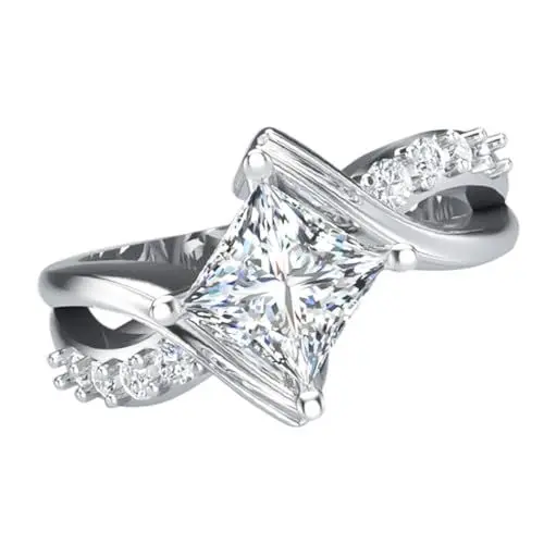 Produktbild: TOGEVAL Zirkonring Unisex Finger Schmuck Eleganter Fingerring Weiß Modische Fingerdekoration Für Damen Herren Für Besondere Anlässe Alltag