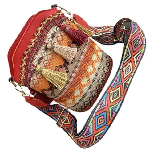 Produktbild: TOGEVAL Stickerei Tasche Frauen Crossbody Ethnischen Stil Eimer Tasche Reißverschluss Für Reisen