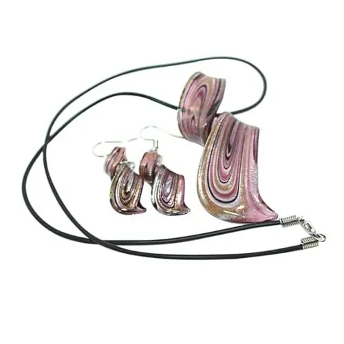 Produktbild: TOGEVAL Elegantes Creolen-set Mit Halskette Und Ohrringen Aus Glas Halskette Mit Spiralschmuck Für Frauen Set Für Geburtstag Hochzeit
