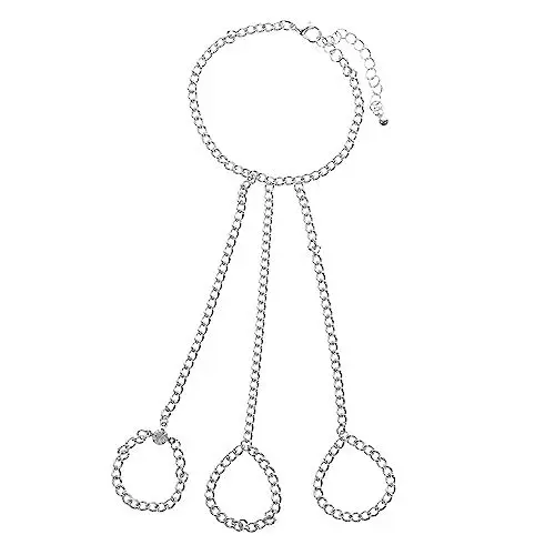 Produktbild: TOGEVAL Kette Fäustlinge Armband Fingerkette Handarmband Damen Handkette Handgefertigte Ringe Handkette Armband Schmuck Damen Ringe Trendige Armbänder Für Frauen Ring Armband Silver Eisen