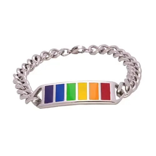 Produktbild: TOGEVAL Regenbogen-Armband schwules Armband Herrenarmband Regenbogen-Armreif aus Titanstahl Lesbische Armbänder herrenarmbände men bracelet Stahlarmband für Damen LGBT-Armband Stahl