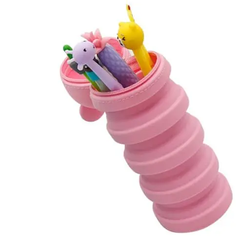 Produktbild: TOGEVAL Silikon Stifttasche in Rattenform Flexibles Federmäppchen Dekompressionsstifthalter Stiftbehälter Rosa Für Schule Und Büro