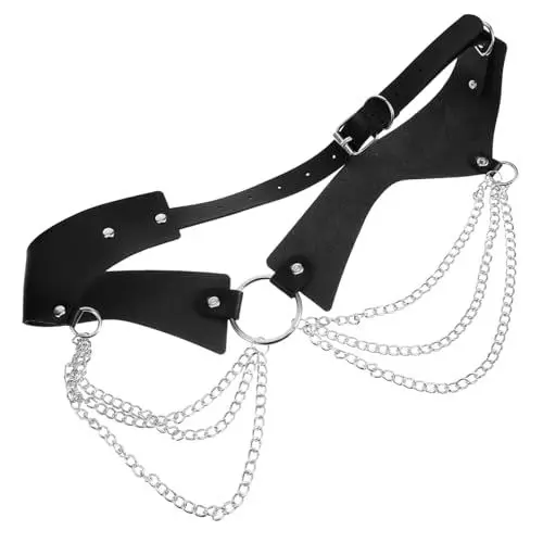 Produktbild: TOGEVAL Taillenkette Aus Metall Kettengürtel Für Damen Hüftgurt Cowgirl-gürtel Weiblicher Taillengürtel Gürtel Im Steampunk-stil Männer Frauen Punkgürtel Westlicher Gürtel Black Leder