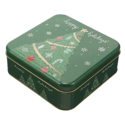Produktbild: TOGEVAL Vintage Weihnachts-blechdosen mit Keksdose und Deckel Überraschungsgeschenk-box für Geld