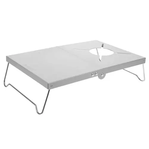Produktbild: TOGEVAL edelstahltisch Portable Table grilltisch Camper zubehör outdoormöbel tragbarer Outdoor-Tisch Klapptisch Campingtisch im Freien tragbarer Campingtisch Rostfreier Stahl Silver