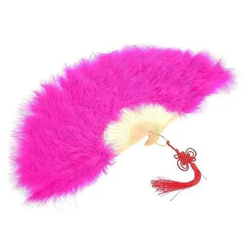 Produktbild: TOGEVAL fächer pink Geschenkidee Eleganter Fächer Fächer Rosafarbener Fächer Handventilator für Frauen Handfächer für Frauen Plume-Fan Hochzeitsfans für Gäste Federplastik Rosy