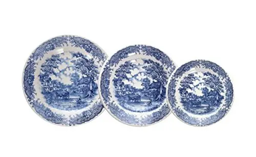 Produktbild: Tognana Old England, Tellerservice für 6 Personen, 18-teilig, Steinzeug, Weiß und Blau