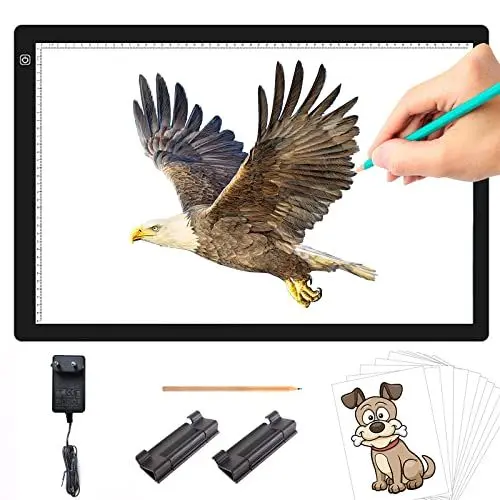 Produktbild: TOHETO A2 Leuchttisch, 7mm Superdünn Stufenlos Dimmbar Helligkeit Große Leuchtkasten, Lichtpad für Diamantmalerei, Zeichnen, Skizze mit 2 Multifunktionalen Clips, 12V 2A Adapter (23.7''x15.8'')