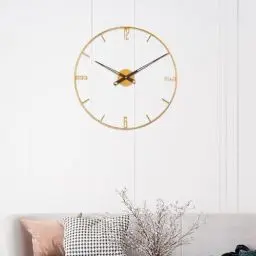 Produktbild: TOHOOYO Dekorative Wanduhr 20 Zoll große Uhren Moderne Nicht tickende geräuschlose Metallwanduhren batteriebetrieben für Wohnzimmer Schlafzimmer Arbeitszimmer Büro (Gold)…