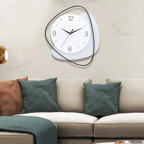 Produktbild: TOHOOYO Dekorative Wanduhr - Stille Nicht Tickende Qualität Quarz-Wanduhr, Batteriebetrieben, Groß für Wohnzimmer, Küche, Haus, Bad, Schlafzimmer, Wanddekor - 14.5''x16'' Zoll
