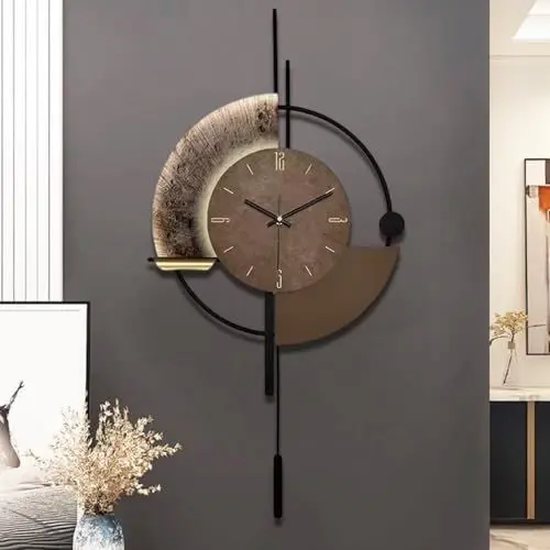 Produktbild: TOHOOYO Wanduhr, dekorative Wanduhren mit Pendel, leise Qualität Quarzuhr batteriebetrieben, große Uhr für Wohnzimmer, Küche, Haus, Bad, Schlafzimmer Wanddekor, 16.5 * 31.5 Zoll