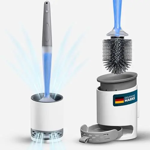 Produktbild: schwegler.online | Toilettenbürste Silikon - Klobürste Silikon befüllbar mit WC-Reiniger | WC Bürste Silikon mit festem Stand inkl. Wandhalter.