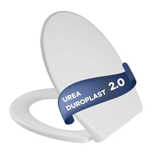 Produktbild: Toilettendeckel mit Absenkautomatik Oval Weiß, Antibakterieller & UV-beständig WC Sitz, Abnehmbar klodeckel, Quick-Release zur einfachen Reinigung, Urea-Duroplast, Belastbarkeit von 150kg