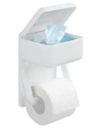 Produktbild: Maximex Toilettenpapierhalter 2 in 1 mit Ablage, aus Kunststoff, inkl. Montagematerial, 16 x 20 x 11 cm