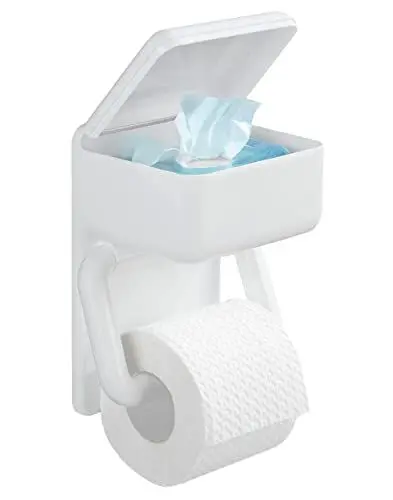 Produktbild: Maximex Toilettenpapierhalter 2 in 1 mit Ablage, aus Kunststoff, inkl. Montagematerial, 16 x 20 x 11 cm