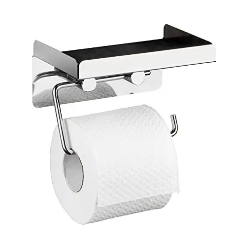 Produktbild: WENKO Toilettenpapierhalter 2 in 1 Edelstahl mit Ablage Glänzend