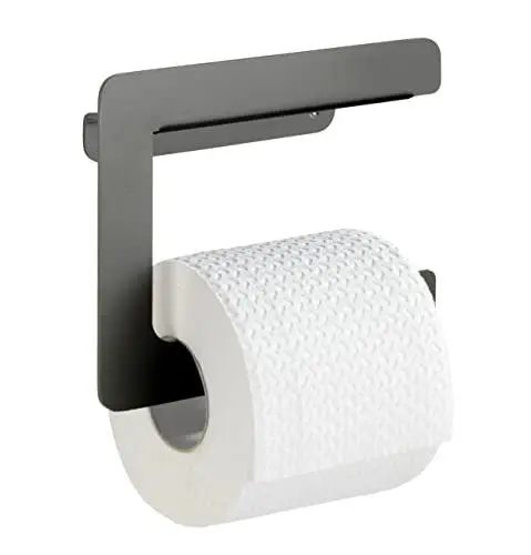 Produktbild: WENKO Toilettenpapierhalter Montella, Halter für Toilettenpapier aus rostfreiem Aluminium, zum Schrauben, 17 x 14 x 5,5 cm, Anthrazit