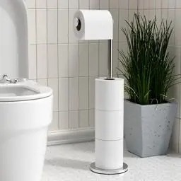 Produktbild: Toilettenpapierhalter Stehend FüR Klopapier Aufbewahrung, PräMie Edelstahl Klopapierhalter Stehend ohne Bohren FüR Toilette Wasserdicht Wc Papier Halterung, Klorollenhalter Stehend Halten 5 Rollen