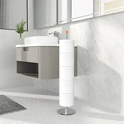 Produktbild: Toilettenpapierhalter Stehend & Klopapierhalter & Ersatzrollenhalter, Klopapier Aufbewahrung, Aus Edelstahl Rostfrei Freistehend Matt FüR Bad, Mit Trennplatte FüR Wasserschutz